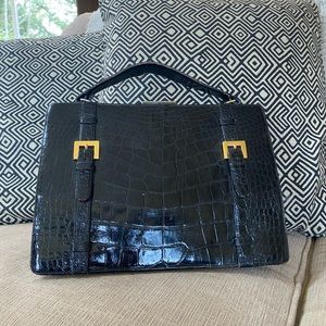 Bienen Davis Vintage Alligator with Gold Buckle Detailing and two tone interior